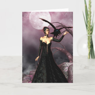 Carte de voeux rouge d'imaginaire de sorcière de