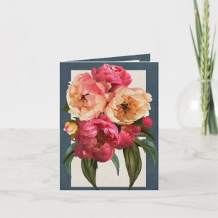 Carte de voeux rouge et crème de pivoines