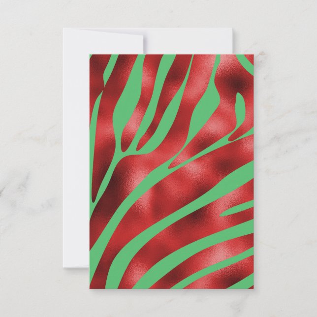 Carte de voeux rouge et vert Zebra Blank (Devant)