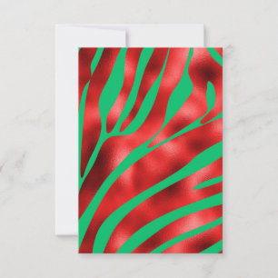 Carte de voeux rouge et vert Zebra Blank