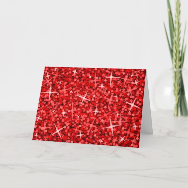 Carte de voeux rouge Glitz (Devant)