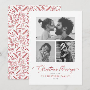 Carte de vœux rouge pour Noël avec écriture et mul