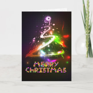 Carte de voeux rougeoyante de Cristmas d'arbre de