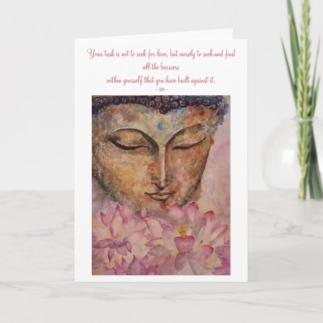 Carte de voeux Rumi Citation Bouddha Aquarelle Art (Devant)