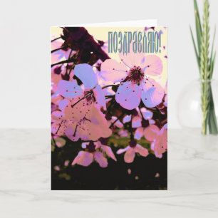 Carte de vœux russe avec fleurs de cerisier