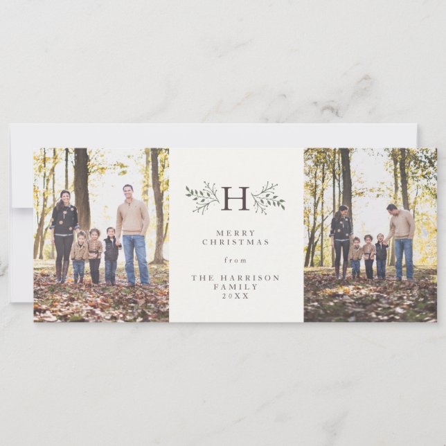 Carte de vœux rustique avec monogramme et deux pho (Devant)