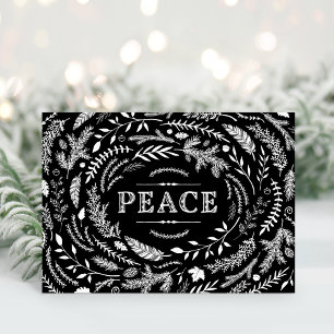 Carte de vœux rustique de Noël et de paix hivernal