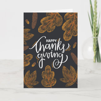 Carte de vœux rustique de Thanksgiving avec feuill