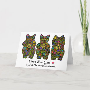 Carte de voeux sage de trois chats