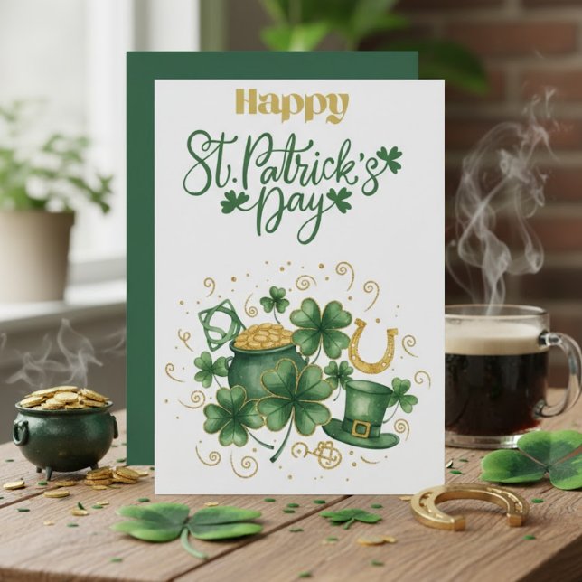 Carte de vœux Saint-Patrick Joyeuse Fête Irlandais (Créateur téléchargé)