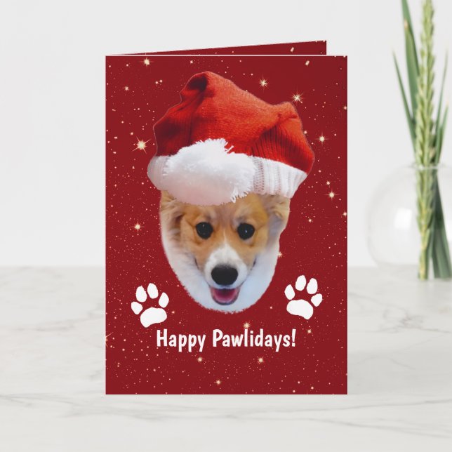 Carte de vœux Santa Corgi Happy Pawlidays (Devant)
