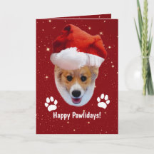 Carte de vœux Santa Corgi Happy Pawlidays