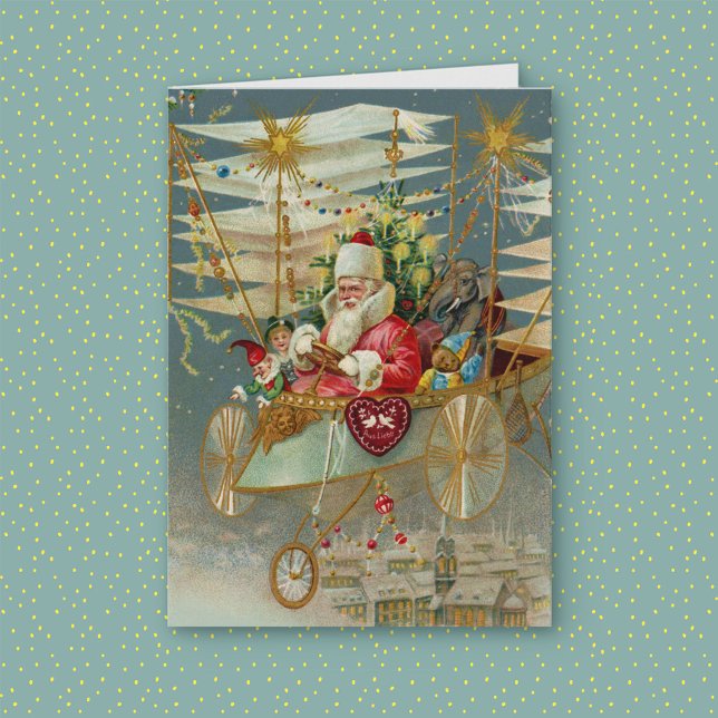 Carte de vœux Santa & Son incroyable machine volan (Créateur téléchargé)