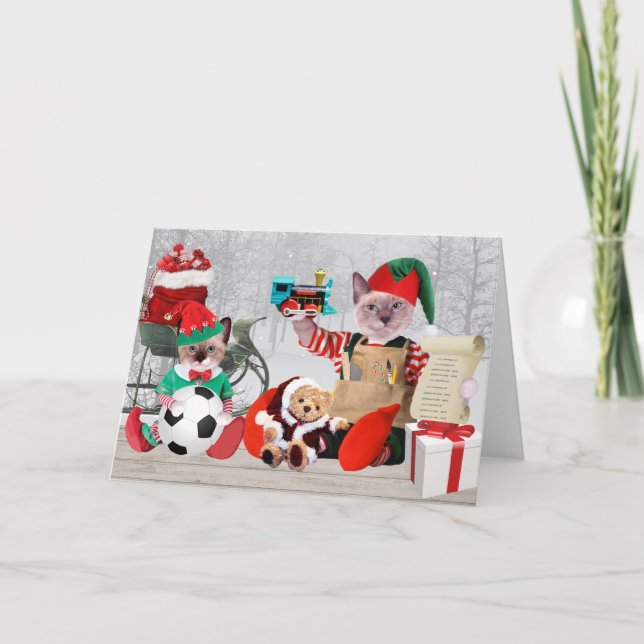 Carte de voeux Santas Kitten Elves (Devant)