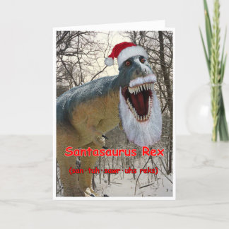 Carte de voeux Santasaurus Rex Holiday avec verse