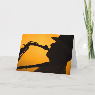 Carte de voeux Saxophone Shadow ou Silhouette