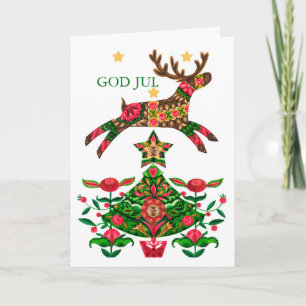 Carte de voeux scandinave de Noël Reindeer et Tree