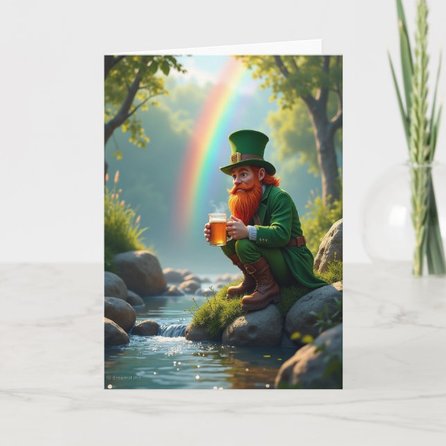 Carte de vœux scène Lucky Leprechaun (Devant)