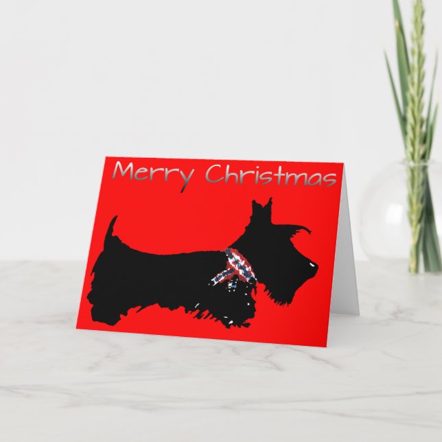 Carte de voeux Scottie Dog ' Joyeux Noël' (Devant)