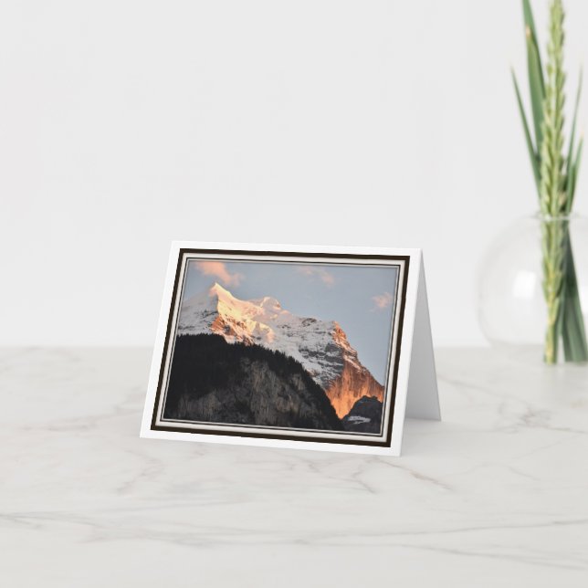 Carte de voeux se pliante - Alpenglow, Alpes (Devant)
