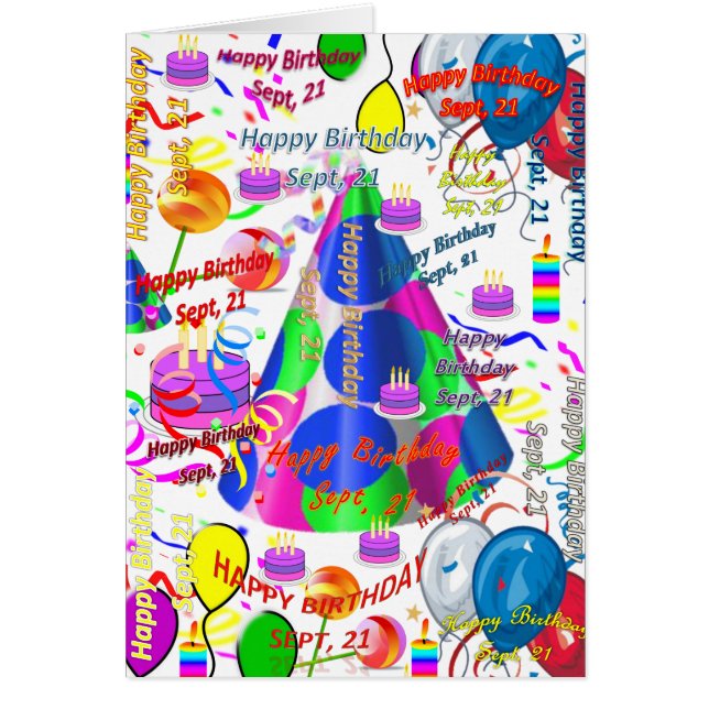 Carte de voeux Septembre, 21 Anniversaire (Devant)