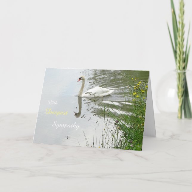 Carte de voeux Serene Swan & Dragonfly Sympathy (Devant)