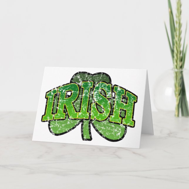 Carte de voeux Shamrock irlandaise Retro (Devant)