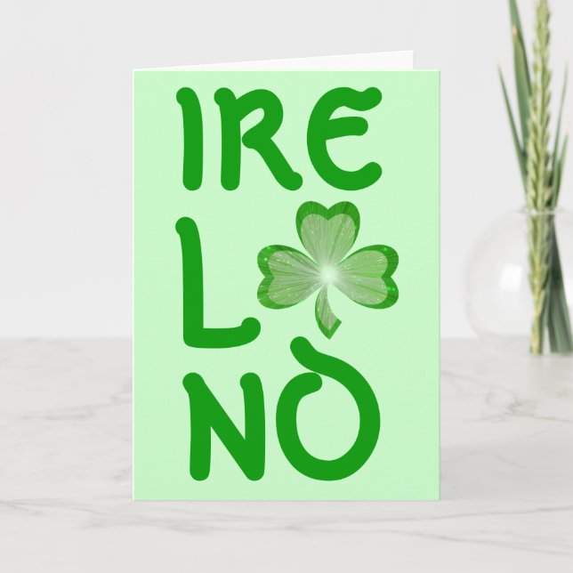 Carte de voeux shamrock "Irlande" verte (Devant)