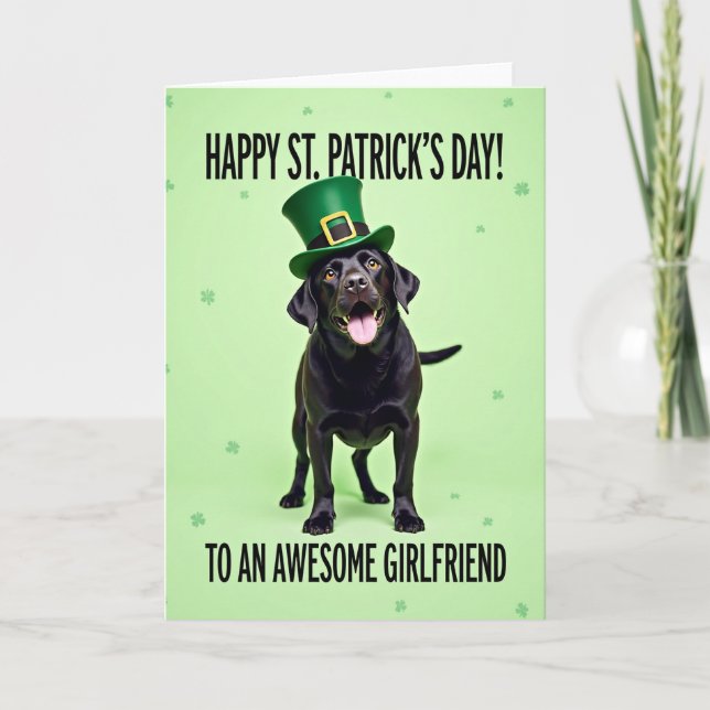 Carte de vœux Shamrock Labrador Happy Day (Devant)