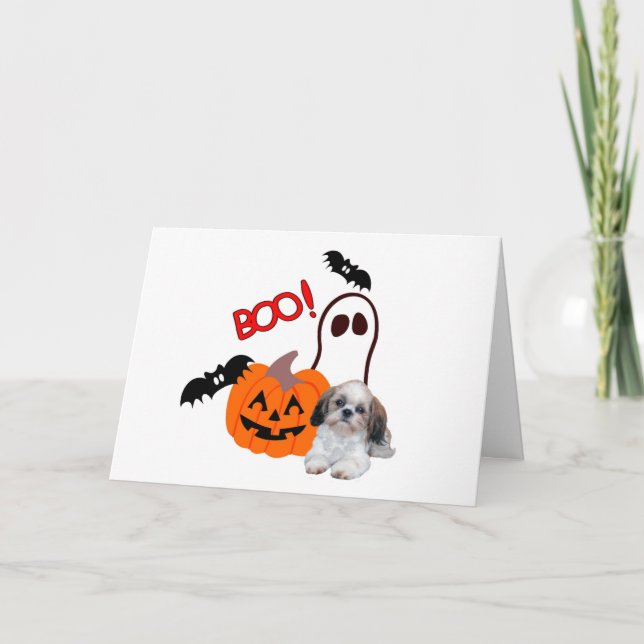 Carte de voeux Shih Tzu Halloween (Devant)