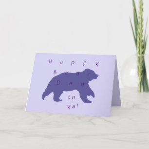 Carte de vœux silhouette d'ours violet