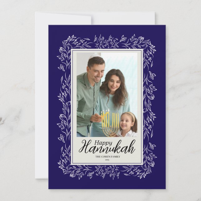 Carte de vœux simple de la fête de Hanouka avec ph (Devant)