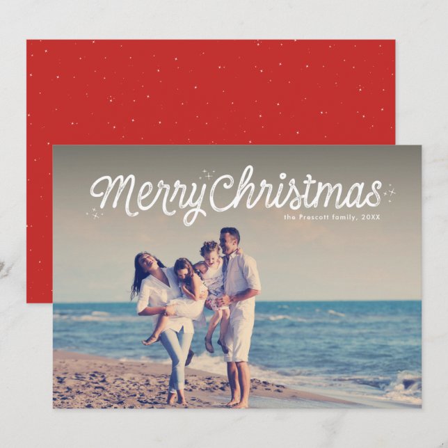 Carte de vœux simple de Noël avec photo (Devant / Derrière)