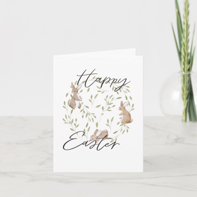 Carte de voeux simple et heureuse de Pâques Bunny (Devant)