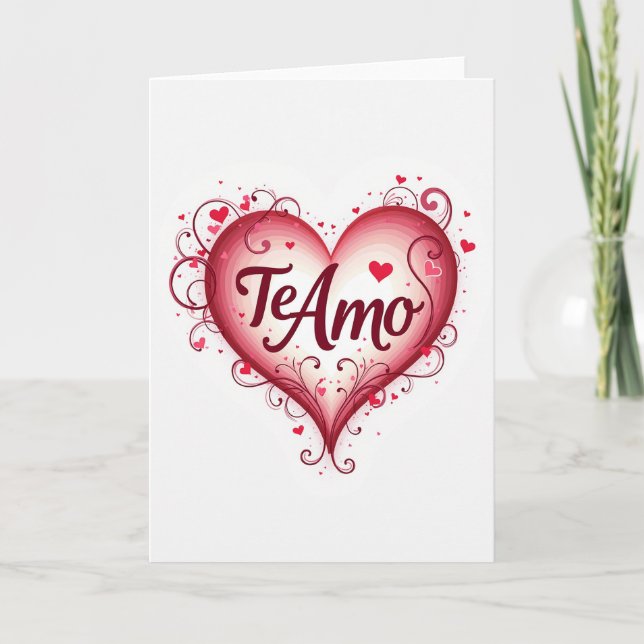 Carte de Vœux Simple Te Amo Cœur Amour (Devant)