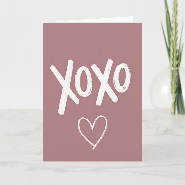 Carte de vœux simple Xoxo cœur amour (Devant)