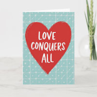 Carte de vœux sincère « L'amour conquiert tout »
