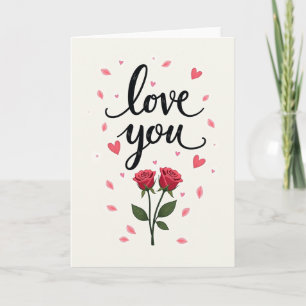 Carte de voeux sincères Roses Je t'aime