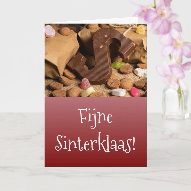 Carte de vœux Sinterklaas avec image de bonbons (Orchidée)