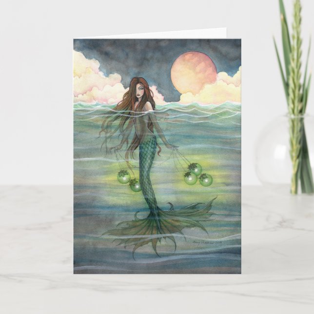 Carte de vœux Sirène "Mer Illuminée" (Devant)
