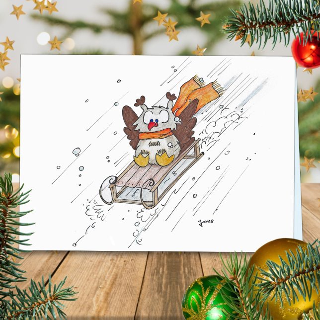 Carte de vœux SLEDDING OWL de Nicole Janes (Créateur téléchargé)