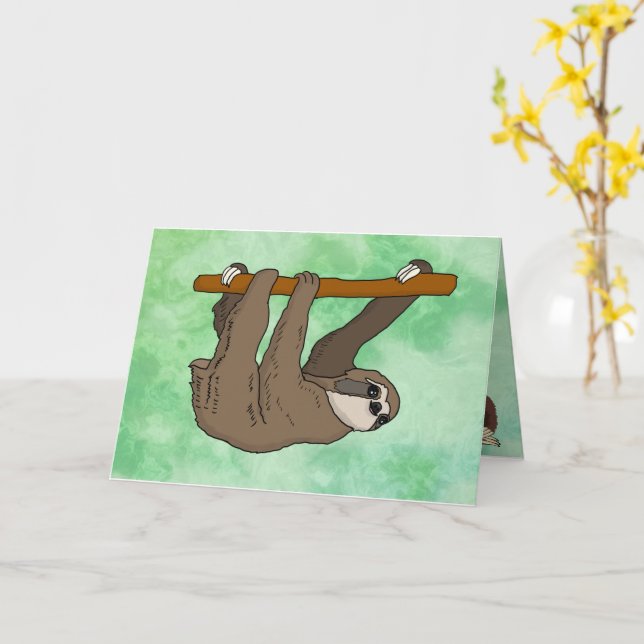 Carte de voeux Sloth Design (Fleur jaune)