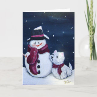 Carte de voeux Snowman et Westie