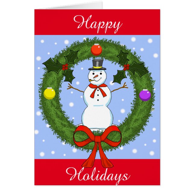Carte de voeux Snowman Holiday (personnalisable) (Devant)