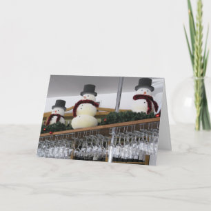 Carte de voeux Snowmen Wine Bar, enveloppes inclus