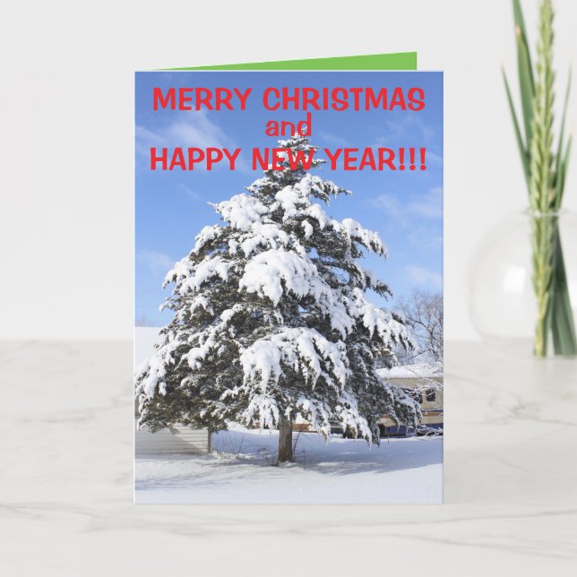 Carte de voeux Snowy Christmas Tree ! ! (Devant)