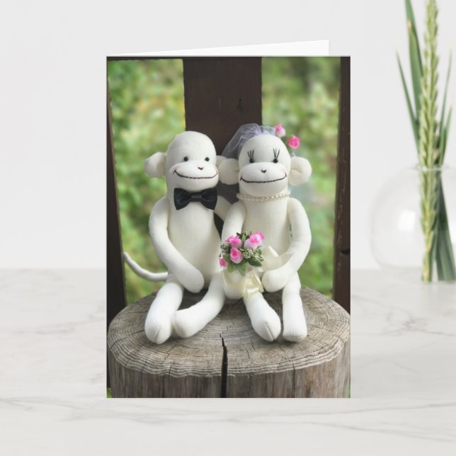 Carte de voeux Sock Monkey Mariage(Pink) (Devant)