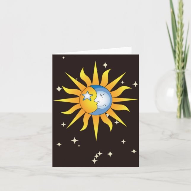 Carte de vœux Soleil & Lune Céleste – Fantaisiste  (Devant)