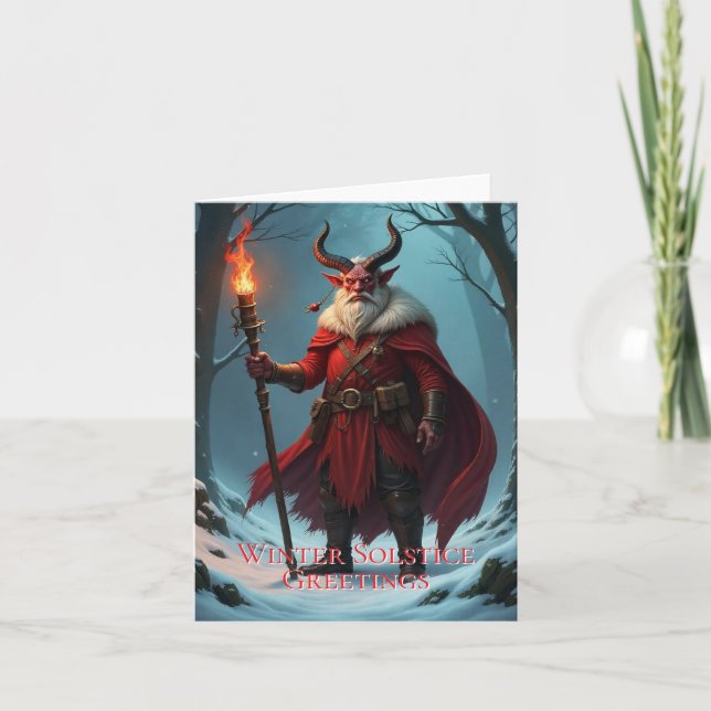 Carte de voeux Solstice hiver Tiefling (Devant)