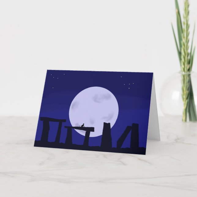Carte de voeux Solstice Moon hiver avec Kitty (Devant)